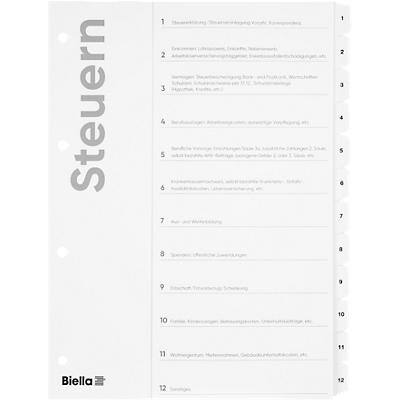 Biella Register mit Smart Index A4 deutsch Weiss 12-teilig Karton blanko Packung à 10 Stück