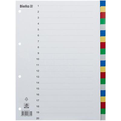 Biella Register A4 Polypropylen 20-teilig blanko mit Indexblatt farbig  25 Stück