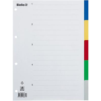 Biella Register A4 Polypropylen 5-teilig blanko mit Indexblatt farbig 50 Stück