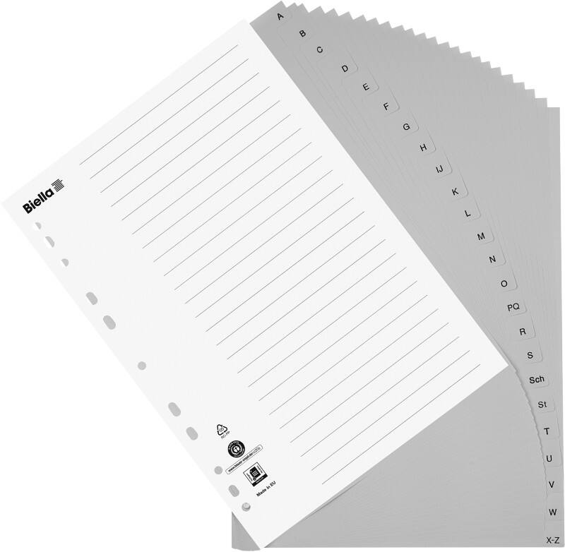 Biella Register A4 Polypropylen A-Z 24-teilig grau 25 Stück