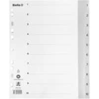 Biella Register überbreit für Zeigetaschen Polypropylen 1-10 mit Indexblatt grau 25 Stück