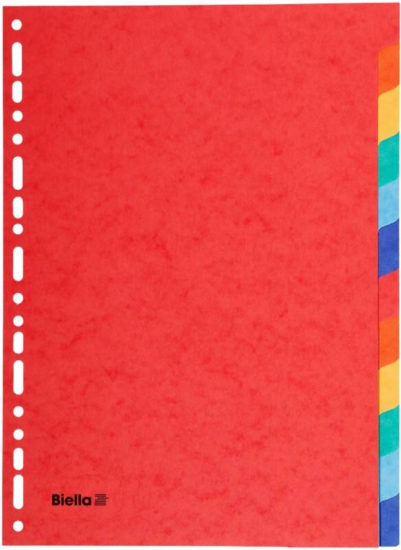 Biella Register A4 Assortiert 12-teilig Karton blanko Packung mit 25 Stück