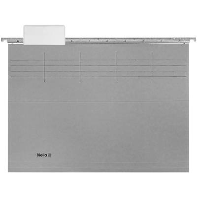 Biella Registerhängemappe A4 Original Grau Karton blanko Packung mit 10 Stück