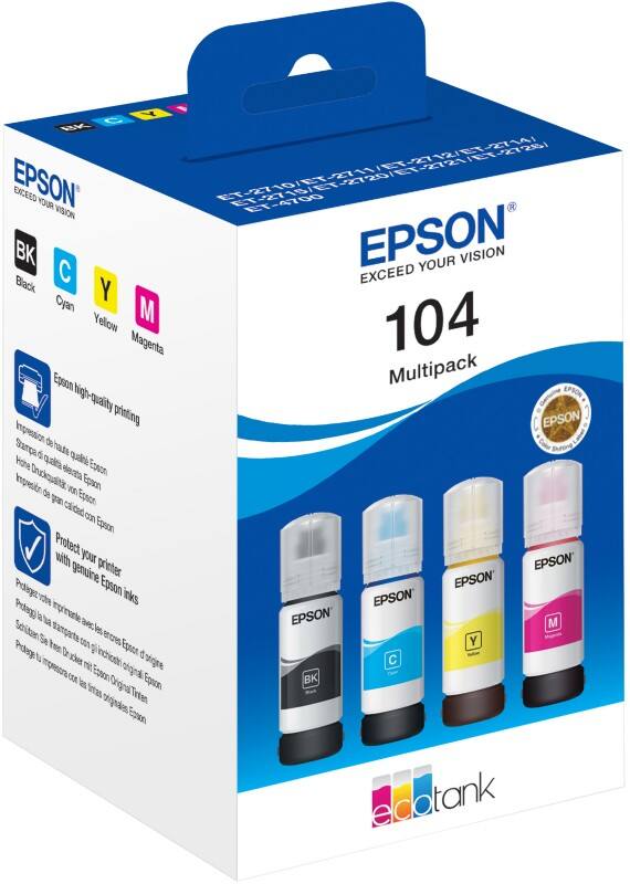 Epson 104 Original Tintenflasche C13T00P640 Schwarz, Cyan, Magenta, Gelb 4 Stück