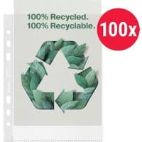 Esselte Prospekthüllen 100% Recycelt A5 Genarbt Transparent 70 Mikron Polypropylen 6 Löcher 627495 100 Stück