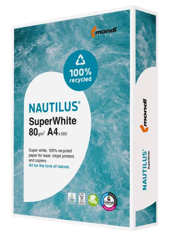 Papier imprimante Nautilus SuperWhite A4 80 g/m² Lisse Blanc 500 Feuilles