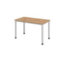 Bureau droit Hammerbacher Express Q Hauteur réglable 4 pieds Argenté, chêne 1 200 x 672 x 685-810 mm