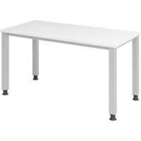 Bureau droit Hacmerbacher Express Q à hauteur réglable avec 4 pieds Blanc 140 x 67,2 x 68,5 - 81 cm
