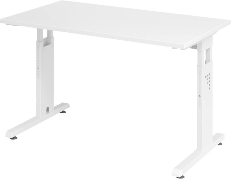 Bureau droit Hammerbacher Express Q Hauteur réglable Pieds en C Blanc 1 200 x 672 x 685-810 mm