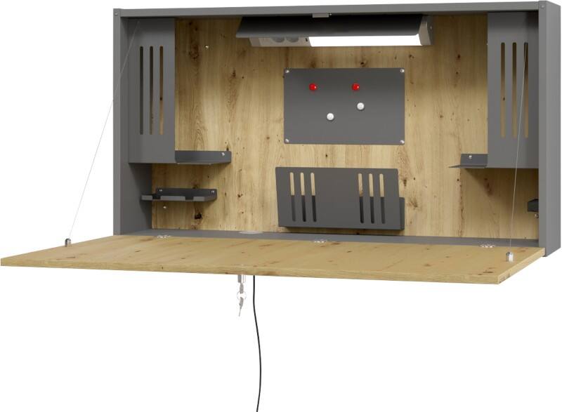 Bureau droit Hammerbacher Express Montage mural Chêne 1 200 x 260 x 650 mm