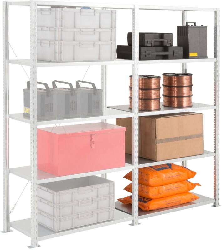 Rayonnage élément suivant MANORGA Adaptiv 5 étagères 1000 x 500 x 2000 mm Gris