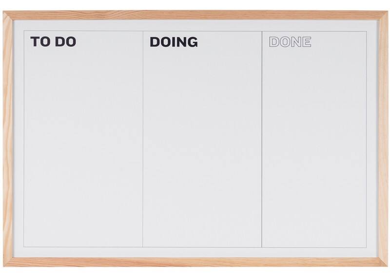 Tableau blanc Bi-Office KanBan Magnétique Montage mural Acier Laqué 90 (l) x 60 (h) cm Blanc