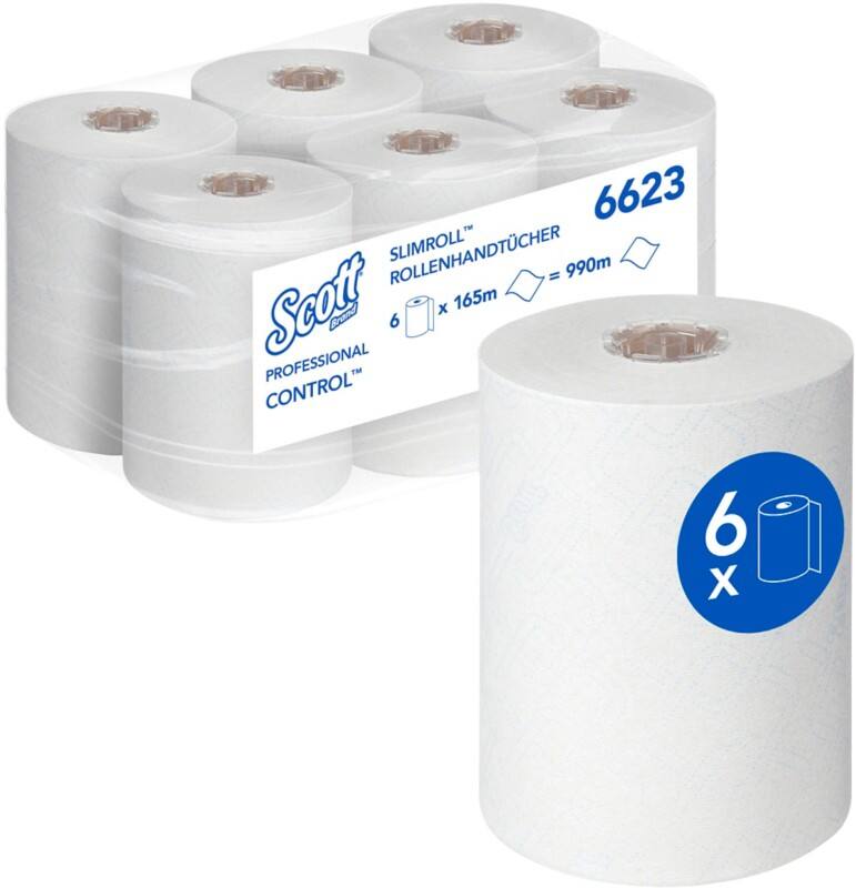 Essuie-mains Scott Control Slimroll Blanc 1 épaisseur 6623 6 Unités