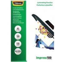 Fellowes Impress Laminierfolien A3 Glänzend 100 Mikron (2 x 100) Transparent 100 Stück