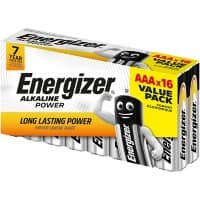 Piles Energizer Alkaline Power AAA LR03 1,5 V 16 unités