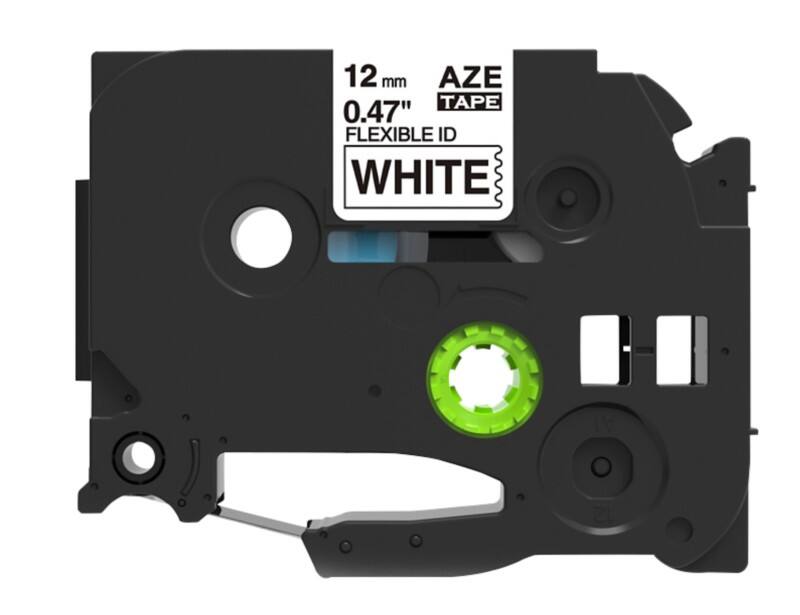 Rillstab Kompatibel Brother M-K131 Flexibles Schriftband Selbstklebend Schwarzer Druck auf Weiss 12 mm x 8m
