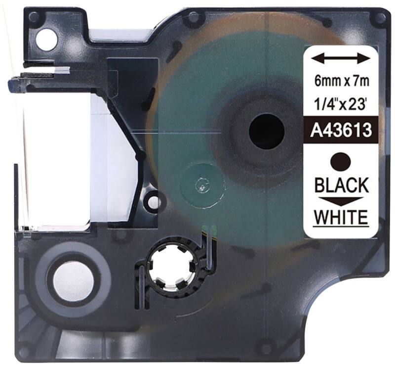 Ruban d’étiquettes Rillstab D1 S0720780 / 43613 Dymo Compatibles Autocollantes Noir sur blanc 6 mm x 7 m