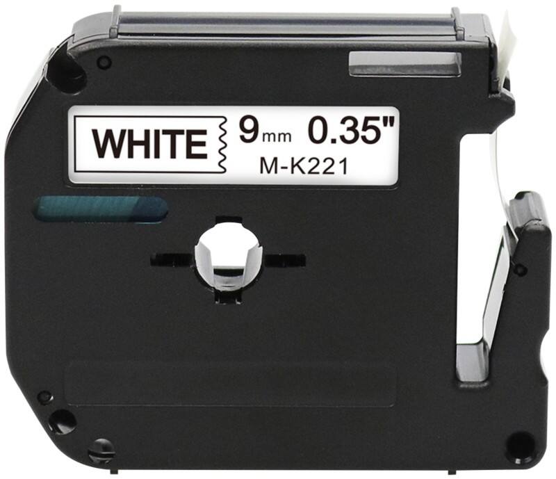 Ruban d’étiquettes Rillstab M-K221 Brother Compatibles, autocollantes Noir sur blanc 9 mm x 8 m