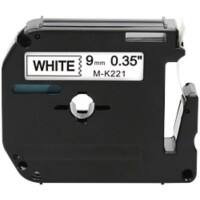 Ruban d’étiquettes Rillstab M-K221 Brother Compatibles, autocollantes Noir sur blanc 9 mm x 8 m