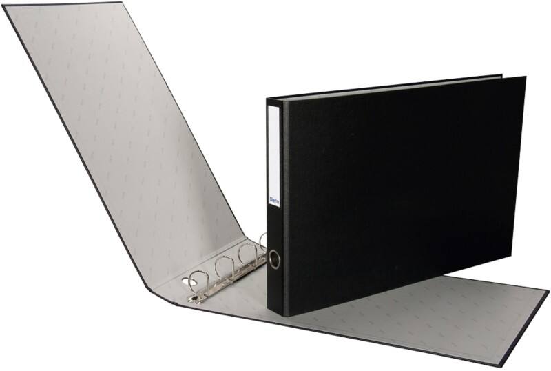 Biella Ringbuch A3 Querformat 4 Ring 35 mm Karton Schwarz Packung mit 2 Stück