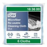 Tork Premium Mikrofaser Mehrweg-Reinigungstuch 183600 Blau Trocken- und Nassnanwendung 6 Stück