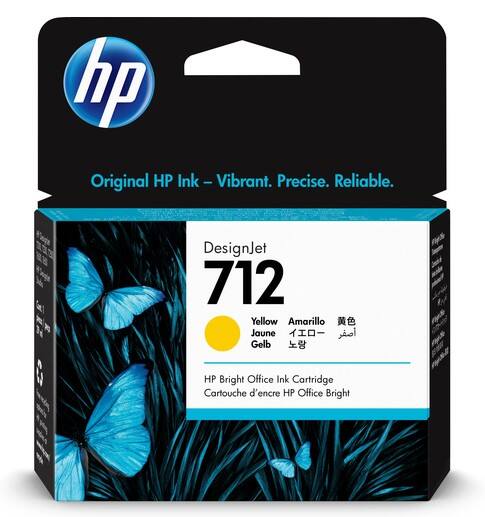 Cartouche jet d'encre HP 712 D'origine 3ED69A Jaune