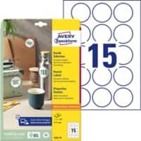 AVERY Zweckform L3415-10 Etiketten Ø 51 mm Weiss 10 Blatt mit 15 Etiketten