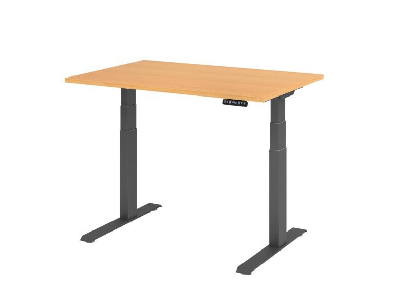 Bureau assis-debout Hammerbacher VXDKB Hauteur ajustable électriquement Hêtre C-Pied 1200 (L) x 800 (P) x 1290 (H) mm Acier, Aggloméré