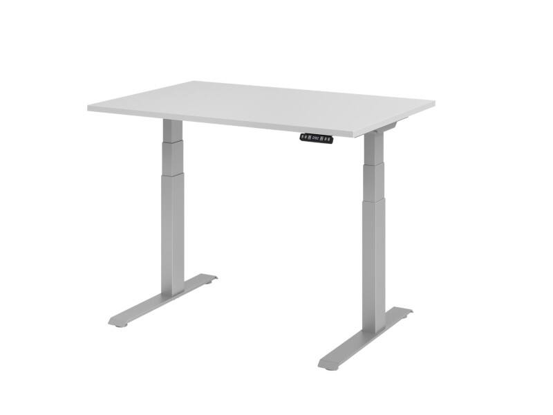 Bureau assis-debout Hammerbacher VXDKB Hauteur ajustable électriquement Gris C-Pied 1200 (L) x 800 (P) x 1290 (H) mm Acier, Aggloméré