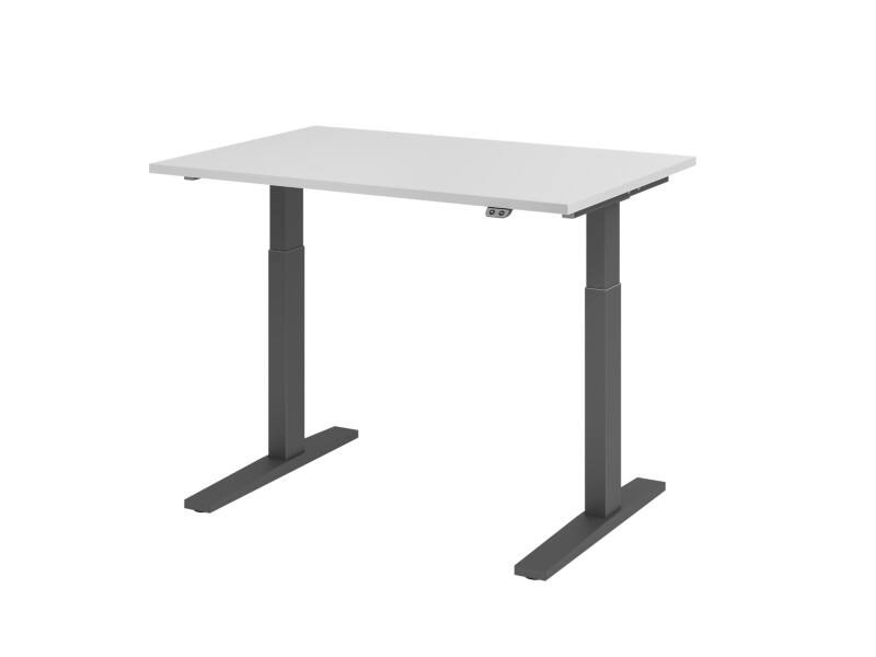 Bureau assis-debout Hammerbacher VXMKA Hauteur ajustable électriquement Gris C-Pied 1200 (L) x 800 (P) x 1200 (H) mm Acier, Aggloméré