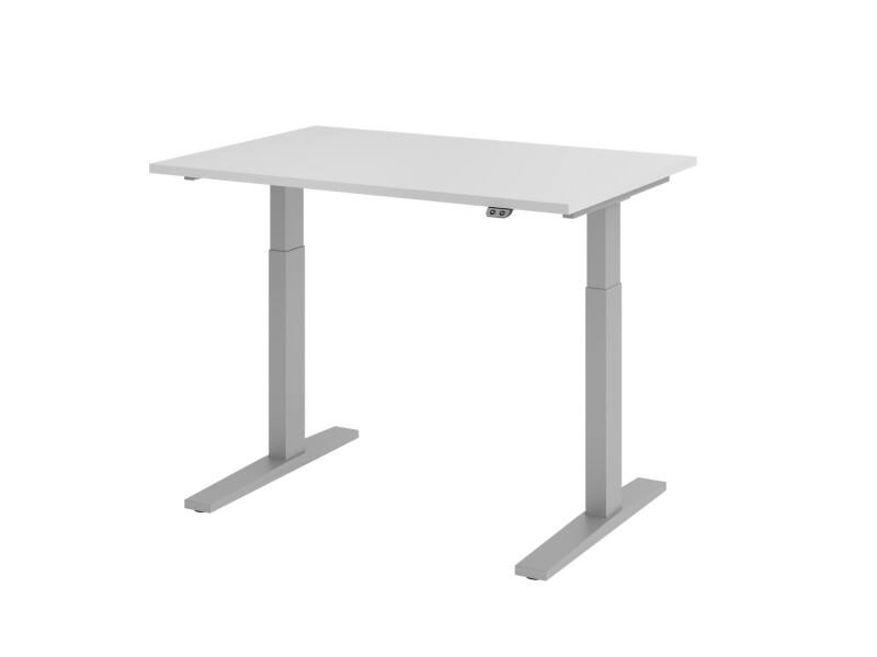 Bureau assis-debout Hammerbacher VXMKA Hauteur ajustable électriquement Gris C-Pied 1200 (L) x 800 (P) x 1200 (H) mm Acier, Aggloméré
