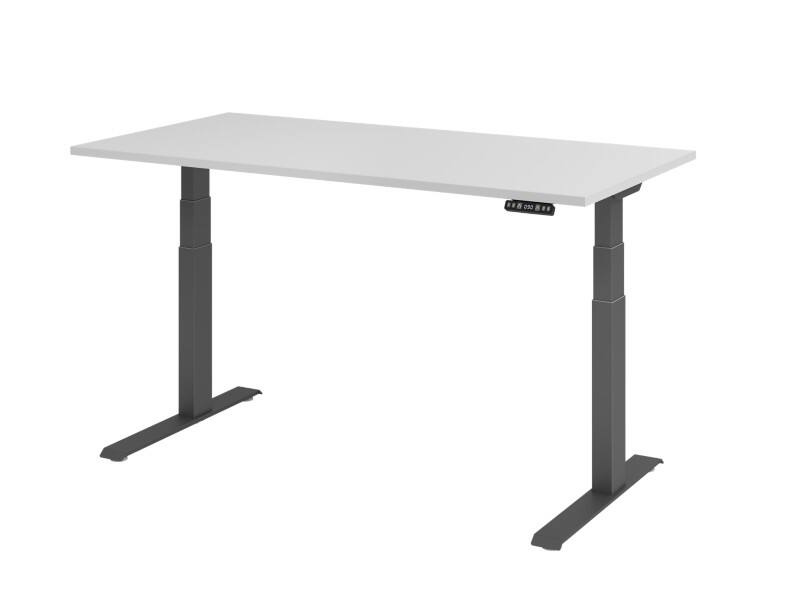 Bureau assis-debout Hammerbacher VXDKB Hauteur ajustable électriquement Gris C-Pied 1600 (L) x 800 (P) x 1290 (H) mm Acier, Aggloméré
