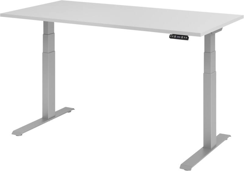 Bureau assis-debout Hammerbacher VXDKB Hauteur ajustable électriquement Gris C-Pied 1600 (L) x 800 (P) x 1290 (H) mm Acier, Aggloméré