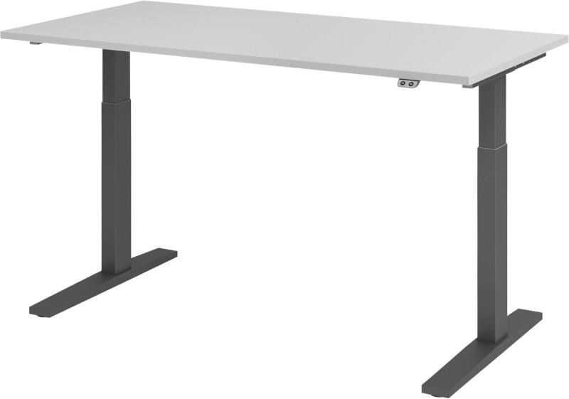 Bureau assis-debout Hammerbacher VXMKA Hauteur ajustable électriquement Gris C-Pied 1600 (L) x 800 (P) x 1200 (H) mm Acier, Aggloméré
