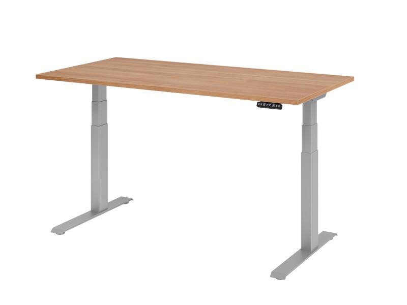 Hammerbacher VXDKB Elektrisch Höhenverstellbar Sitz-Stehschreibtisch Walnuss C-Fuß 1.600 (B) x 800 (T) x 1.290 (H) mm Spanplatte, Stahl