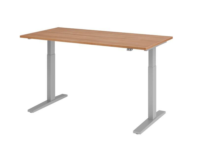 Hammerbacher VXMKA Elektrisch Höhenverstellbar Sitz-Stehschreibtisch Walnuss C-Fuß 1.600 (B) x 800 (T) x 1.200 (H) mm Spanplatte, Stahl