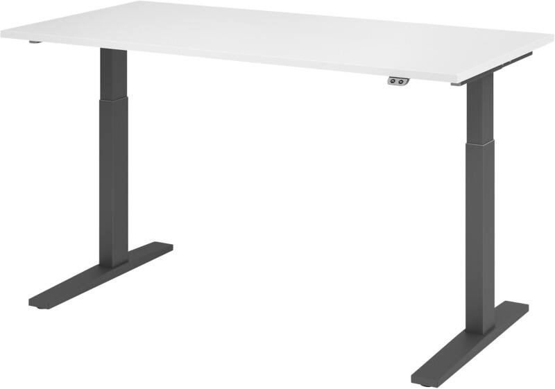 Bureau assis-debout Hammerbacher VXMKA Hauteur ajustable électriquement Blanc C-Pied 1600 (L) x 800 (P) x 1200 (H) mm Acier, Aggloméré