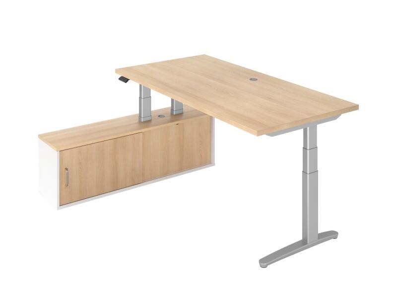 Bureau assis-debout Hammerbacher VXBHM Chêne C-Pied 2000 (L) x 1000 (P) x 1290 (H) mm Acier, Aggloméré, Aluminium
