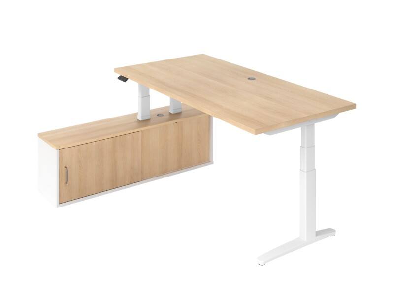 Bureau assis-debout Hammerbacher VXBHM Chêne C-Pied 2000 (L) x 1000 (P) x 1290 (H) mm Acier, Aggloméré, Aluminium