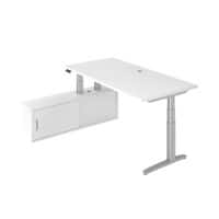 Bureau assis-debout Hammerbacher VXBHM2C/WW/SS Argenté, blanc