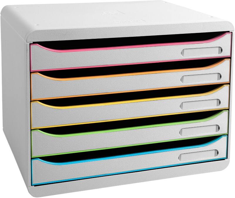 Exacompta Black Office Schubladenbox Kunststoff Mehrfarbig, Weiss 5 Schübe 35,5 x 27 x 27,1 cm A4+