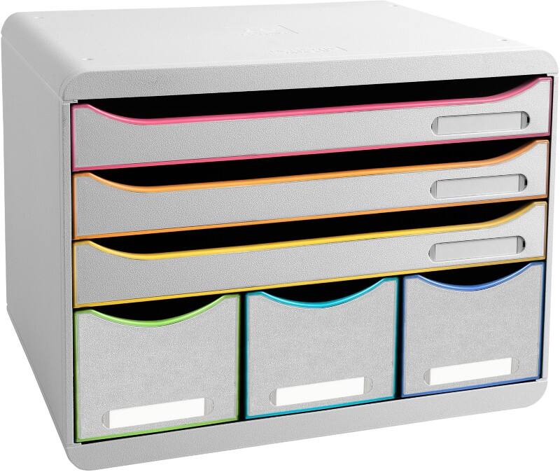 Exacompta Black Office Schubladenbox Kunststoff Mehrfarbig, Weiss 6 Schübe 35,5 x 27 x 27,1 cm A4+