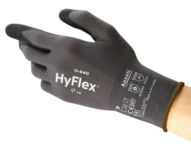 Gants de manutention Ansell HyFlex Mechanical Protection Non jetables Mousse, Nitrile Non poudrés Taille 7 Noir 12 paires
