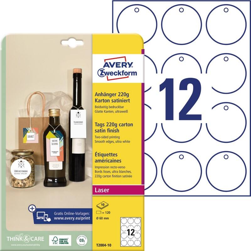 Étiquettes AVERY Zweckform T2004-10 Carton 13 x 210 x 297 mm Ultra blanc 10 unités