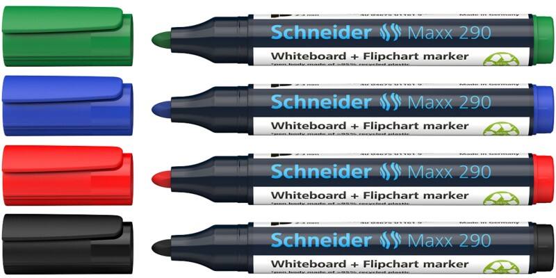 Schneider Maxx 290 96082000 Whiteboard-Marker Farbig assortiert Breit Filzspitze 2 - 3 mm 4 Stück