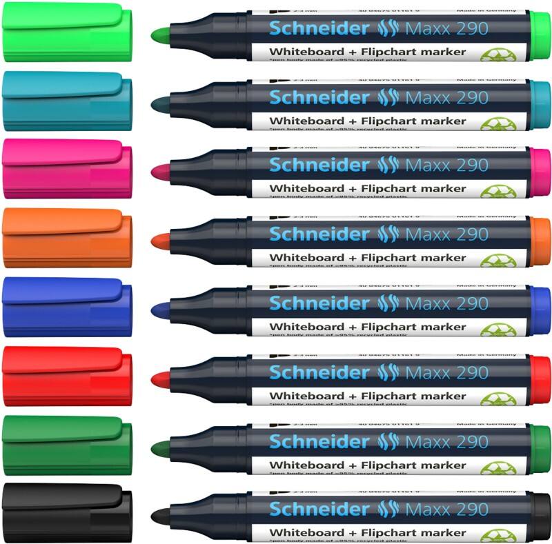 Schneider Maxx 290 96082000 Whiteboard-Marker Farbig sortiert Breit Filzspitze 8 Stück