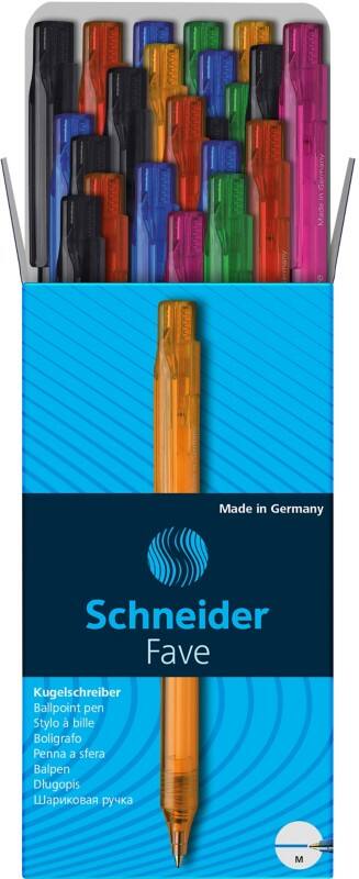 Schneider Fave 96081092 Einziehbar Kugelschreiber Blau 0.5 mm Mittel Kugelschreiber Nachfüllbar 50 Stück