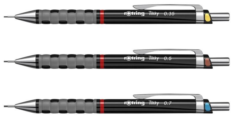 Rotring Mechanischer Bleistift HB, H, 2H, B, 2B Grau S0801310 3 Stück