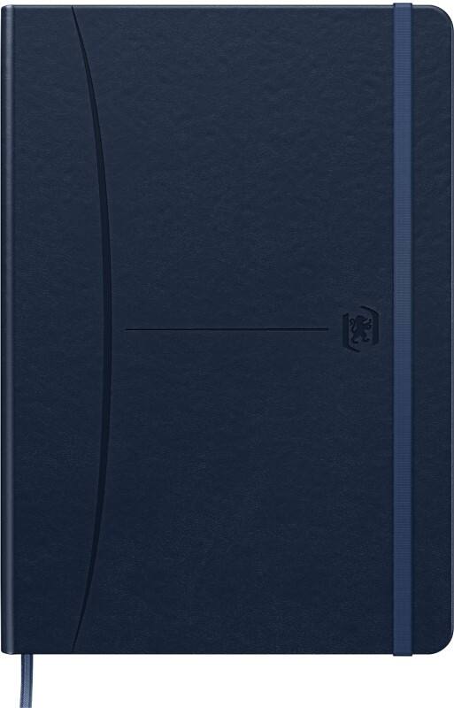 Cahier OXFORD Signature A5 Quadrillé Reliure cousue Similicuir Bleu foncé Non perforé 80 pages
