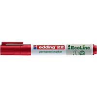 Marqueur permanent edding EcoLine 22 Large Biseautée Rouge Rechargeable Résistant à l'eau